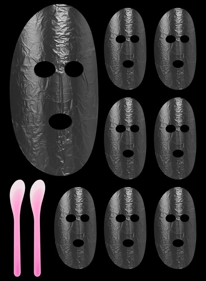 salbsever 200 Sheets Plastic Face Mask, Disposable Face Mask Facial Mask Set Spatula Transparent Moisturizing Face Mask Disposable Face Thin Facial Plastic Wrap Retention for Skin Care & DIY Spa Mask - Image 1